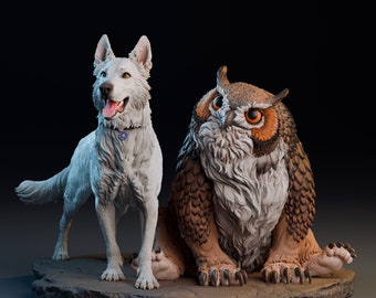 Scratch & Owlbear Cub Camp Pets UNBEMALT 3D gedruckt DIY Resin Statue Kit/Figurine/Miniatur