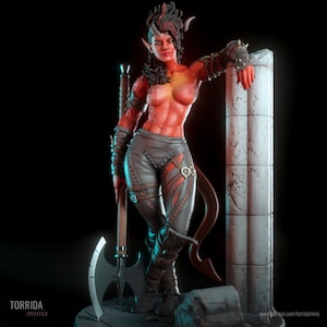 Tiefling Barbarian Karlach 3d printed DIY Resin statue kit / figurine by Torrida Minis UNPAINTED Topless