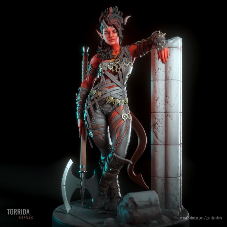 Tiefling Barbarian Karlach 3d printed DIY Resin statue kit / figurine by Torrida Minis UNPAINTED Full Armour