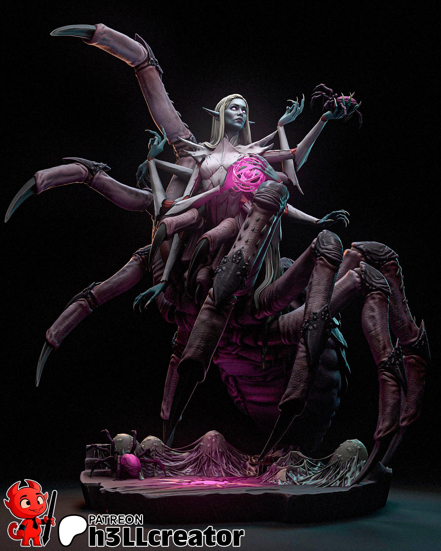 Lolth, Spider Queen UNPAINTED 3D printed DIY Resin statue kit / figurine / miniature [by H3ll Creator]