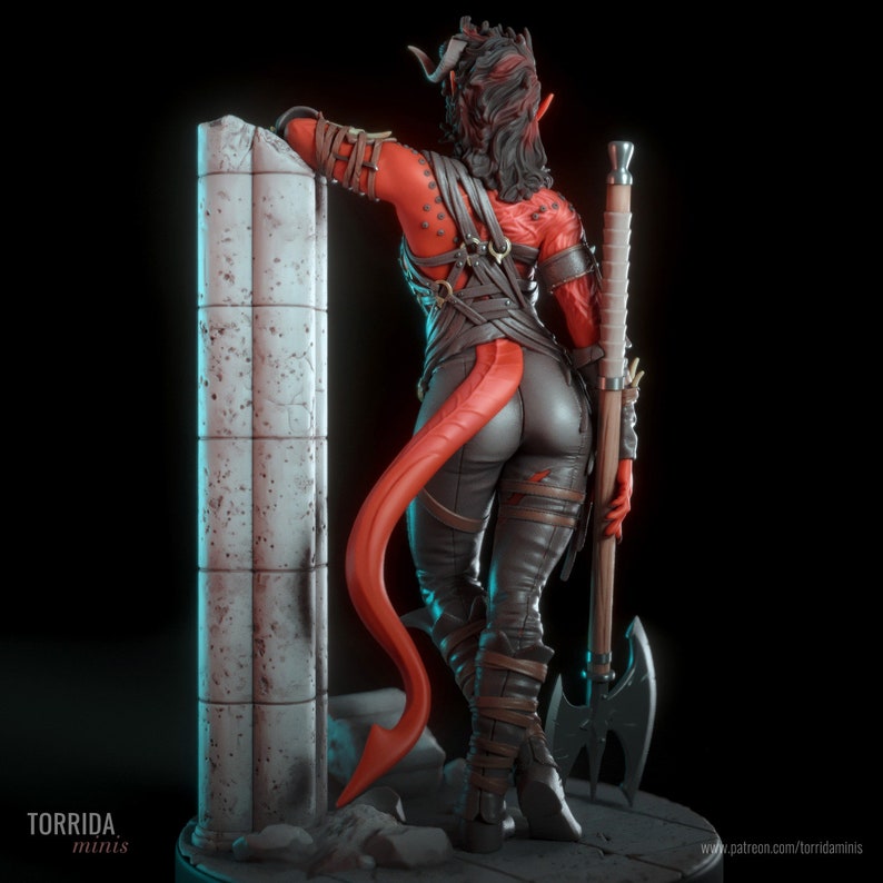 Tiefling Barbarian Karlach 3d printed DIY Resin statue kit / figurine by Torrida Minis UNPAINTED image 5