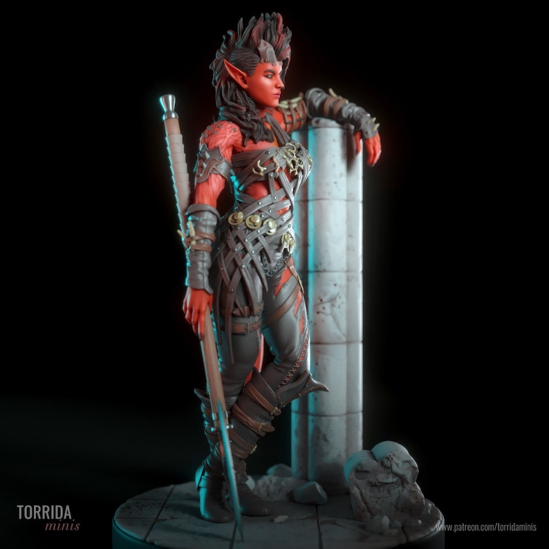 Tiefling Barbarian Karlach 3d printed DIY Resin statue kit / figurine by Torrida Minis UNPAINTED image 4