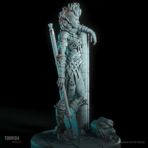 Tiefling Barbarian Karlach 3d printed DIY Resin statue kit / figurine by Torrida Minis UNPAINTED image 6