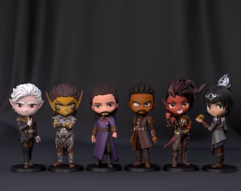 Baldur&#39;s Gate 3 Chibi Zeichen unbemalt 3d gedruckt DIY Resin Statue Kit / Figur / Miniatur