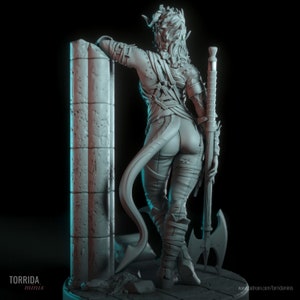 Tiefling Barbarian Karlach 3d printed DIY Resin statue kit / figurine by Torrida Minis UNPAINTED image 8