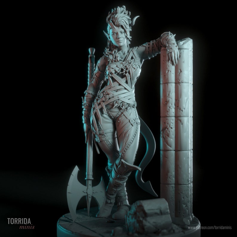 Tiefling Barbarian Karlach 3d printed DIY Resin statue kit / figurine by Torrida Minis UNPAINTED image 7