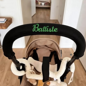 Embroidered Stroller Handle Cover, Personalized Fabric Accessory, Baby Stroller Cover With Name, Custom Protective Handlebar Cover For Baby