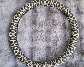 Leopard Print Leather Steering Wheel Cover, Winter Warm Steering Wheel Cover, Cool Steer Wheel Cover, Non-slip Wheel Cover, Car Accessories