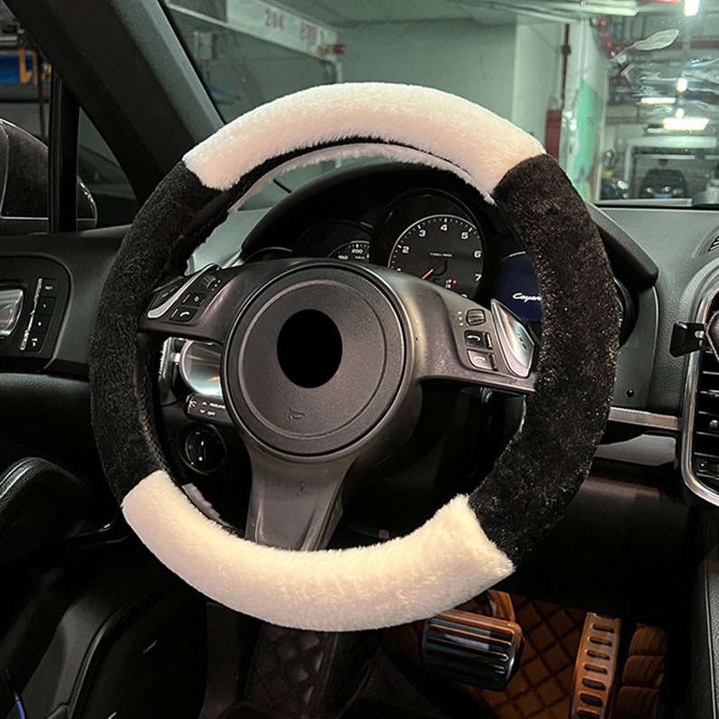Black and White Fluffy Steering Wheel Cover Steering Wheel Etsy