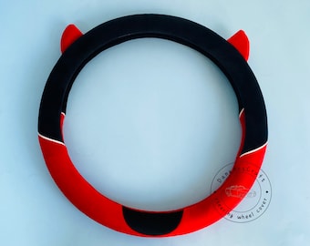 Little Devil Plush Steering Wheel Cover for Women, Cute Steering Wheel Cover, Warm Comfortable Steering Wheel Cover, Car Interior Decor