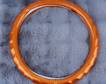 Orange Fluorescent Car Steering Wheel Cover, 15&quot; Bling Sparkle Imitation Leather Steering Wheel Cover, Breathable Anti-Slip Car Protector