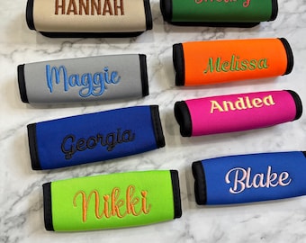 Emballage de poignée de bagage personnalisé, Emballage de bagage brodé pour valise, Poignée de bagage personnalisée, Cadeau pour voyageur, Accessoires de voyage