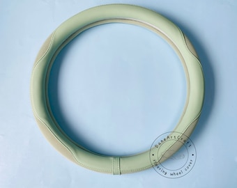 Macaron Color Ice Silk Leather Steering Wheel Cover, Modern Steering Wheel Cover, Breathable Steer Wheel Cover, Women Car Protector