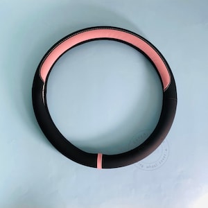 Black Pink Leather steering wheel cover, Colorful Car Steering Wheel Cover, Car Steering Wheel Protection, Auto Accessories, Car Parts