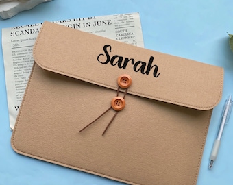 Carpeta de archivos personalizada con nombre, portadocumentos bordado, carpeta de fieltro personalizada, portafolios de negocios para el trabajo, regalo para el Día del Padre.