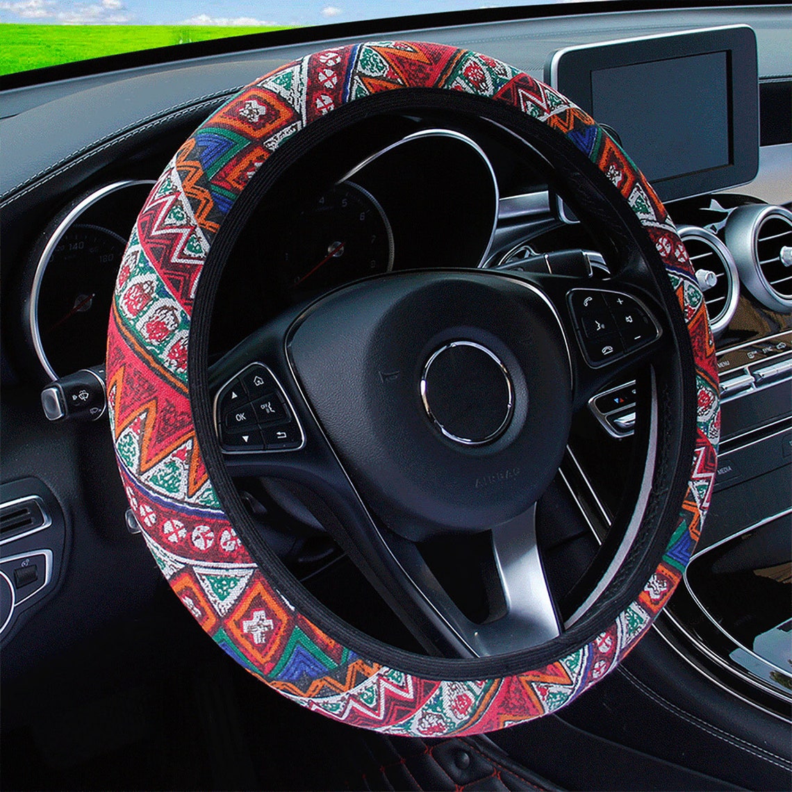 38cmColorful Boho Ethnic Style Linen steering wheel cover for Etsy