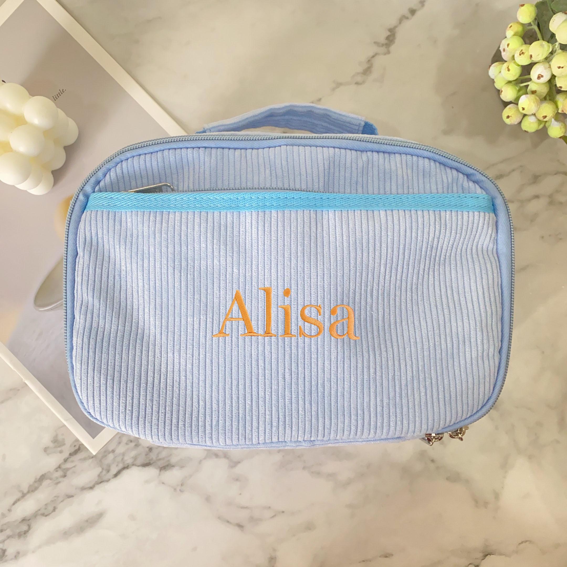 Custom Embroidered Corduroy Lunch Box, Insulated School Tote Bag With ...