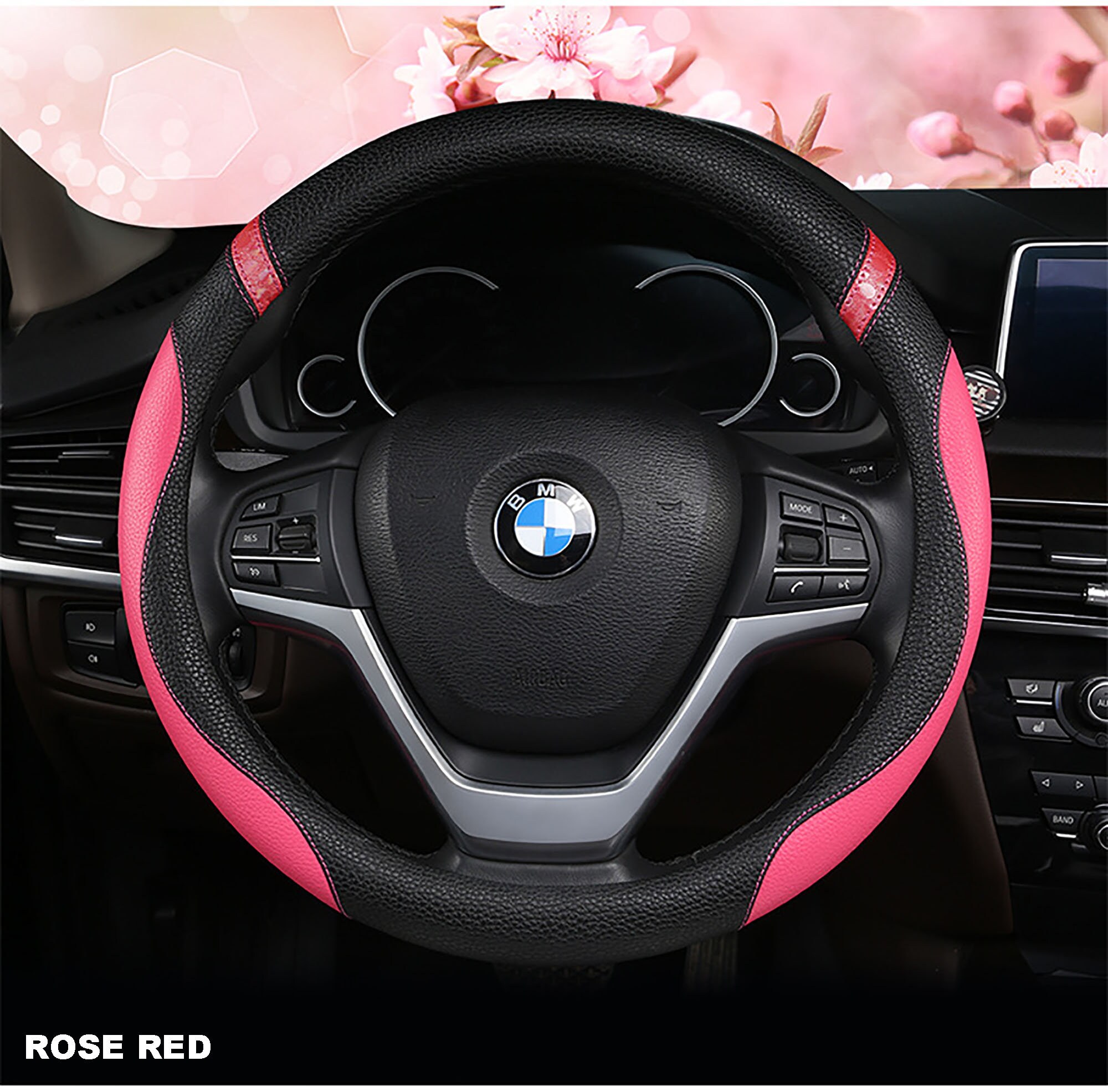 Cute Pink leather steering wheel cover for womenred car Etsy