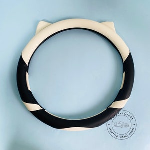 Cute Cat Ear Steering Wheel Cover, Creative Black White Steering Wheel Cover, Decorative Non-slip Steer Wheel Cover, Universal Auto Parts