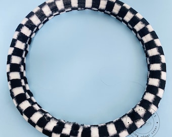 Checkered Steering Wheel Cover for Women, Steering Wheel Cover, Non-slip Wheel Cover, Fuzzy Steer Wheel Cover, Car Accessories, Auto Parts