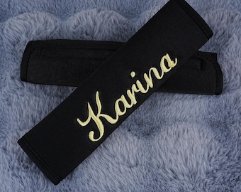 Custom Name Car Seatbelt Cover, Custom Comfort Cushion, Embroidery Shoulder Seat Belt, Unique Soft Padded,Car Interior Decor, Neck Strap Pad