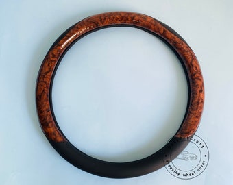 Protège-volant noir moderne pour homme, Protège-volant en cuir minimaliste pour voiture, Protège-volant antidérapant, Décoration intérieure de voiture