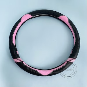 Cute Cat Ear Leather Steering Wheel Cover for Women, Girl Steering Wheel Cover, Genuine Leather Wheel Cover, Auto Accessories, Car Decor