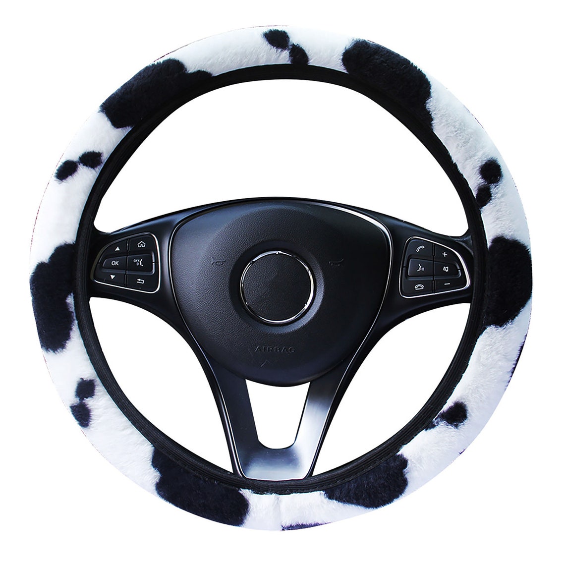 Cute whit black cows plush steering wheel cover for womencar Etsy