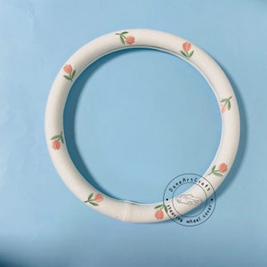 Cute Tulip Steering Wheel Cover for Women, Bear Car Steering Wheel Cover Protection, Cotton Wheel Cover, Auto Accessories, Car Decoration