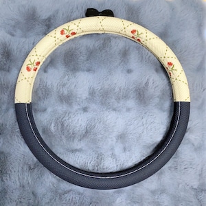 Lovely Cherry Steer Wheel Cover, Cute Bowknot Steering Wheel Cover, Non-slip Brathable Steer Wheel Cover, Car Accessories, Auto Parts
