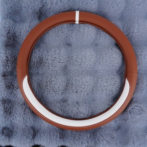 Coffee Sport Steering Wheel Cover, Leather Car Steering Wheel Cover, Anti-slip Steer Wheel Cover, Car Protector, Car Accessories