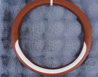 Coffee Sport Steering Wheel Cover, Leather Car Steering Wheel Cover, Anti-slip Steer Wheel Cover, Car Protector, Car Accessories