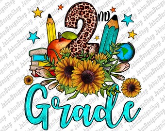 2nd Grade Png Sublimation Design, School Png, Second Grade Png, Western Grade Png, Back to School Png, Teacher Png, Digital Download