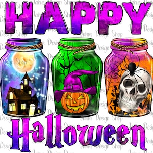 Happy Halloween PNG, Halloween Sublimation Design, Skull PNG, Spider Web PNG,Witch Mansion,Sublimation Design,Instant Download,Digital Print