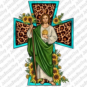 San Judas Western Kreuz Png Sublimation Design, Jude The Apostel Png, St. Jude Thaddeus Png, Jesus Christus Png, Religiöse Png, Download
