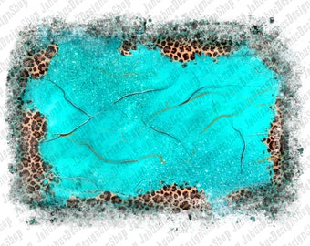 Gemstone Leopard Background Png Sublimation Design, Gemstone Png, Leopard Png, Background Png, Turquoise Background Png, Instant Download