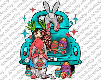 Happy Easter Gnome Truck Png Sublimation Design, Easter Sublimation Png,Easter Day Png,Easter Egg And Truck Png, Gnome Png, Digital Download