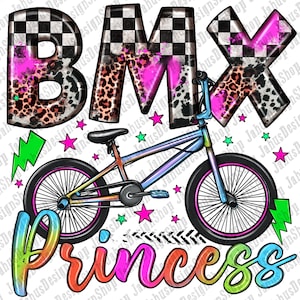Western Bmx Princess Png Sublimation Design, Sports Princess Png, Bmx Bicycle Png,Checkered And Leopard Bmx Princess Png, Sport Png Télécharger