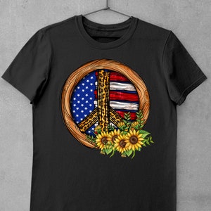 Peace Sign Leopard Sunflower PNG USA Flag Png4th of - Etsy