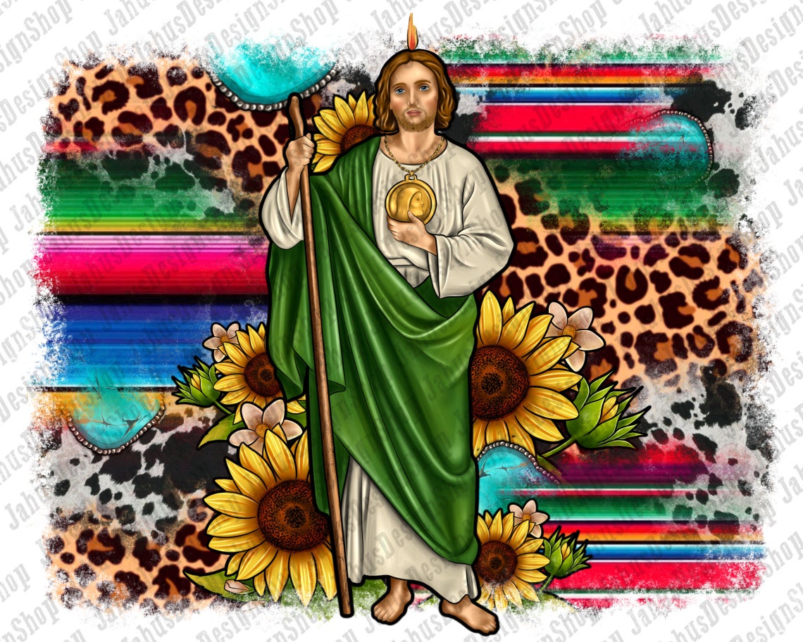 San Judas Western Background Png Sublimation Design Jude the Etsy