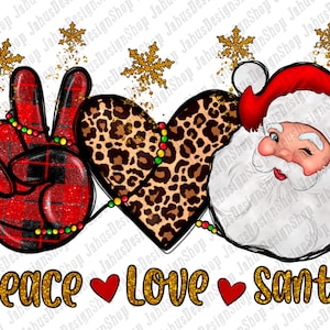 Peace Love Santa Png Sublimation Design, Santa Claus Png, Western Christmas Love Png, Western Santa Claus Png, Instant Download