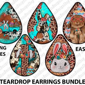 Easter Teardrop Earrings Png Sublimation Design Bundle, Easter Sublimation Png, Easter Day Png, Easter Bunny Png, Easter Cross Png Downloads image 1