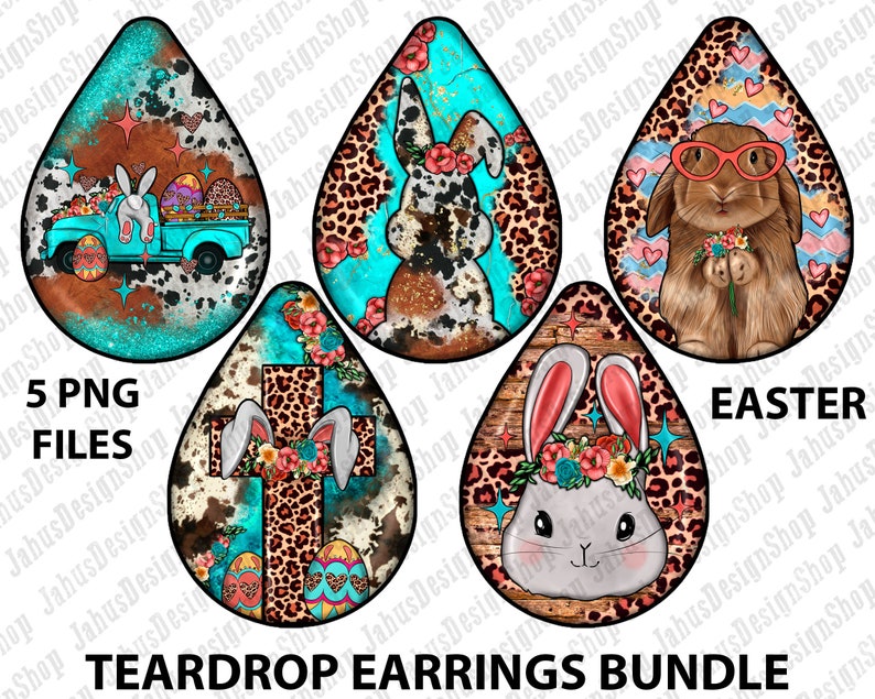 Easter Teardrop Earrings Png Sublimation Design Bundle, Easter Sublimation Png, Easter Day Png, Easter Bunny Png, Easter Cross Png Downloads image 1