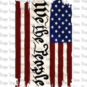 Peut inclure: Un drapeau am&eacute;ricain us&eacute; avec un fond blanc et des rayures rouges et bleues. Les mots "We the People" sont &eacute;crits en &eacute;criture noire sur le c&ocirc;t&eacute; gauche du drapeau.