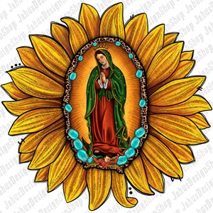 Gemstone Sunflower Lady Of Guadalupe PNG Sublimation Design, Lady Of Guadalupe Png, Sunflower Lady Of Guadalupe Png, Instant Download