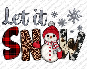 Let It Snow Snowman Png Sublimation Design, Let It Snow Png, Western Snowman Png, Leopard Let It Snow Png,Cowhide Christmas,Instant Download