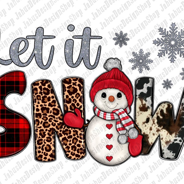 Let It Snow Snowman Png Sublimation Design, Let It Snow Png, Western Snowman Png, Leopard Let It Snow Png,Cowhide Christmas,Instant Download