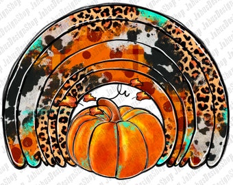 Pumpkin Fall Rainbow Png, Fall Pumpkin Png, Cowhide Pumpkin Rainbow,Autumn Png,Fall Sublimate Design,Png Sublimation Design,Instant Download