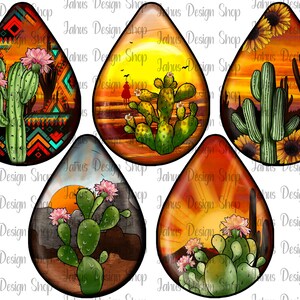 Western Cactus Teardrop Earrings Bundle Png, Sublimate Designs Bundle, Floral Cactus,Aztec,Cowboy,Sunset,Digital Download, Instant Download