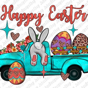 Happy Easter Bunny Tuck Png Sublimation Design, Easter Sublimation Png, Bunny Truck Png,Easter Day Png, Happy Easter Png, Digital Download